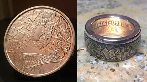 Alphonse Mucha Ivy Coin Ring