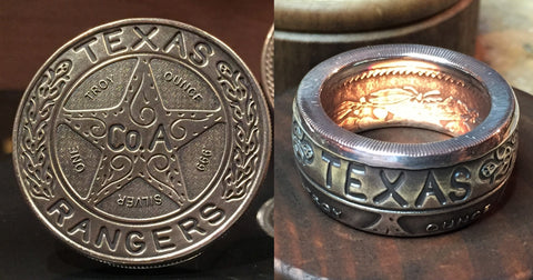 Sold Out *** Replica Texas Rangers Cinco Peso Badge Coin Ring *** Sold Out