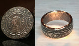 1/2 oz Egyptian Hieroglyphs - Silver Antiqued Coin Ring