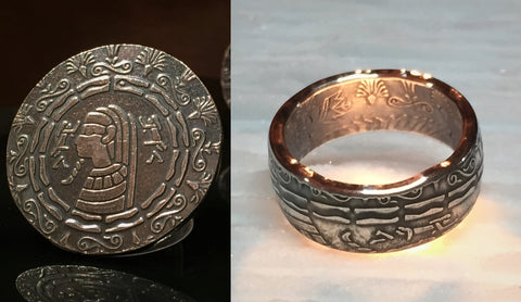 1/2 oz Egyptian Hieroglyphs - Silver Antiqued Coin Ring