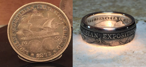 1892-1893 Columbian Expo Silver Half Dollar Coin Ring