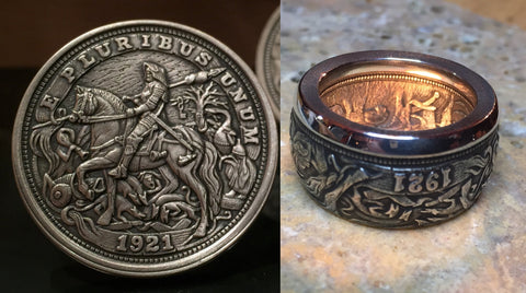 Hobo Nickel; Knight, Death and the Devil Coin Ring